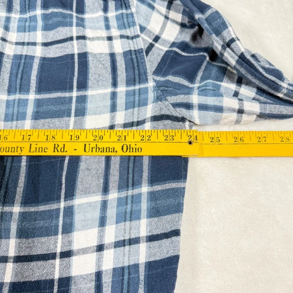 J.‎ Crew Slim Fit Flannel Plaid Long Sleeve Shirt Men's XL Blue White
